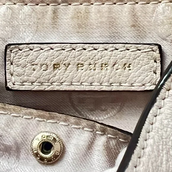 $695 Authentic TORY BURCH Women's Beige Leather Shoulder Tote Bag - Picture 2 of 12